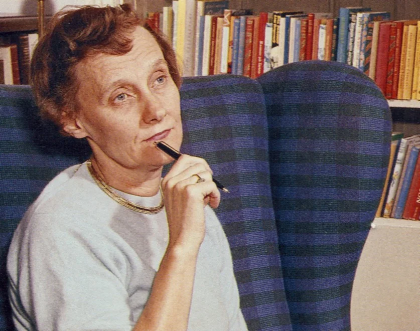 Svartvitt porträttfoto av Astrid Lindgren, 1960