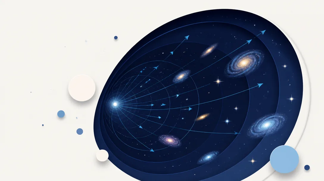 Stjärnhimmel med avlägsna galaxer i djupt mörkblått